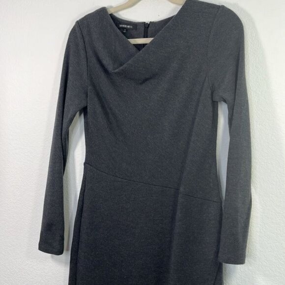 lafayette 148 100% Virgin Wool Cowl neck Shift‎ Dress size 4 Charcoal Grey - Picture 2 of 10
